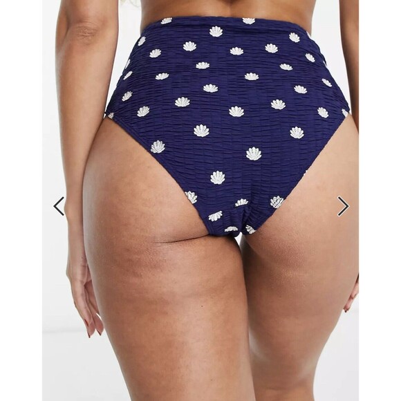& Other Stories Shell Print High Waisted Bikini Bottom Blue 6 - Picture 12 of 12